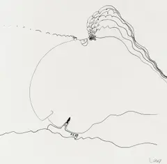 Ohne Titel by Dieter Roth, Bleistift und Tusche auf leichtem Karton, sold Nov 2014