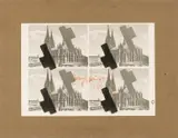 Joseph Beuys, halbiertes Filzkreuz über Köln, Offset mit handschriftlichem Zusatz auf leichtem Karton auf Graupappe