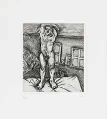 Two men in the studio by Lucian Freud, Radierung auf somerset ENGLAND (Wasserzeichen), sold Nov 2014