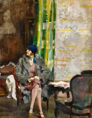 Rudolf Nissl, "Der blaue Hut", Öl auf Leinwand