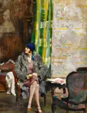 Rudolf Nissl, "Der blaue Hut", Öl auf Leinwand