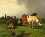 Pieter Stortenbeker, Auf der Weide, Öl auf Leinwand