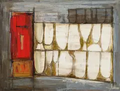 Ohne Titel by Peter Herkenrath, Öl auf Karton auf Leinwand aufgezogen, sold Jun 2015