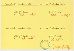 sich selbst by Joseph Beuys, Farboffset auf Karton, sold Nov 2014