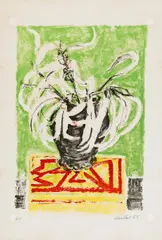 Erich Heckel, Eucalyptusblätter, 1966, Farblithografie auf BFK RIVES (Wasserzeichen)