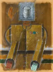 "Bube Zielscheibe" by Vladimir Nemukhin, Mischtechnik und Collage auf Karton, sold Nov 2014