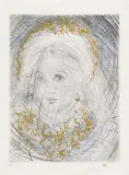 Porträt de Marguerite by Salvador Dalí, Kolorierte Kaltnadelradierung und Roulette auf Japan, sold Jun 2015