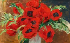 George Mosson, Blumenstrauss mit rotem Mohn, Öl auf Leinwand