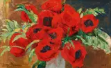 George Mosson, Blumenstrauss mit rotem Mohn, Öl auf Leinwand