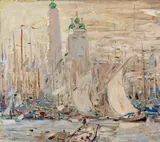 Robert Sterl, Hafen von Astrachan, Öl auf Leinwand