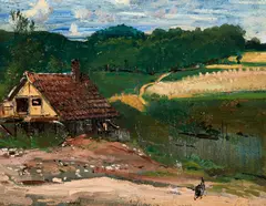 Haus in der Landschaft by Robert Sterl, Öl auf Leinwand, sold Nov 2014