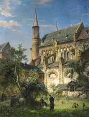 August von Wille, Im Kreuzgang des Bonner Münsters, Öl auf Leinwand
