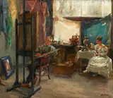 Willy Reetz, Im Atelier des Malers, Öl auf Leinwand