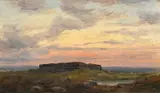 Eduard Wilhelm Pose, Abendrot über Paestum, Öl auf Leinwand