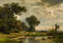 Max Schmidt, Am Waldrand, Öl auf Leinwand