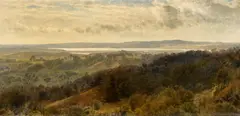 Janus Andreas LaCour, Weite dänische Landschaft, Öl auf Leinwand