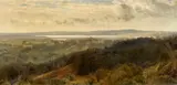 Janus Andreas LaCour, Weite dänische Landschaft, Öl auf Leinwand