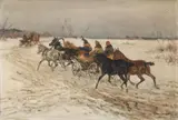 Czesław Wasilewski, Winterlandschaft mit Fuhrwerken
