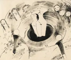 Hannah Höch, Die Dirigenten, Tuschpinsel auf Velin