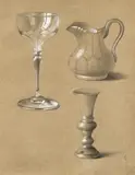 Emilie Preyer, Studienblatt mit Glas, Kanne und Kelch