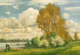 "Frühling am Niederrhein" by Max Clarenbach, Öl auf Leinwand, sold Nov 2014