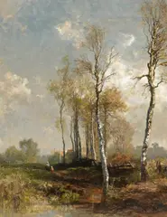 Joseph Wenglein, Am herbstlichen Waldrand, Öl auf Holz
