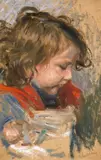 Karl Enderlein, Porträtstudie eines jungen Mädchens, Öl auf Karton
