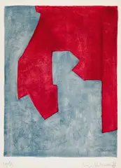 Composition rouge et bleue by Serge Poliakoff, Farblithografie auf BFK RIVES, sold Nov 2014