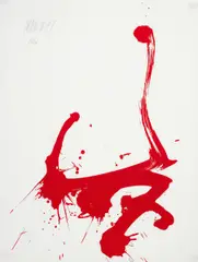 Markus Prachensky, Rot auf Weiß, Farbserigrafie auf Hahnemühle (Wasserzeichen)