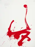 Markus Prachensky, Rot auf Weiß, Farbserigrafie auf Hahnemühle (Wasserzeichen)