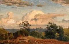 Andreas Achenbach, Herbstliche Waldlandschaft, Öl auf Papier