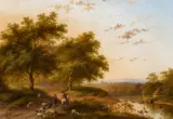Jan Evert Morel, Sommerliche Landschaft am Waldrand, Öl auf Holz