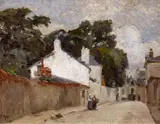Charles Jean Ogier, Dorfstraße, Öl auf Holz