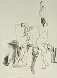 Alfred Hrdlicka, Ohne Titel, Tusche auf C.M.FABRIANO ROMA (Wasserzeichen)