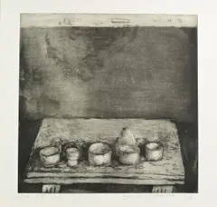 Großes Stillleben by Klaus Fußmann, Aquatinta und Kaltnadelradierung auf Büttenkarton, sold Nov 2014