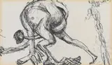 Salvador Dalí, D'après Barcelli, homme torturé, Zwei Kugelschreiberzeichnungen auf Velin