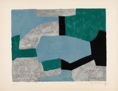 Composition grise, verte et bleue by Serge Poliakoff, 1966, lithograph in five colours on BFK Rives-laid paper, sold Nov 2014