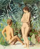 "Im Gespräch" by Erich Heckel, Aquarell, Deckweiß und Kreide auf Velin, sold Nov 2014