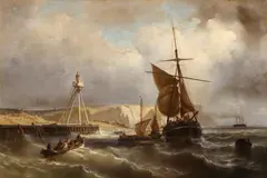 Stürmische See vor Dover by Louis Meijer, Öl auf Holz, sold Nov 2014