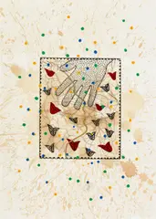 Ohne Titel by Michael Buthe, Übermalte Radierung auf Velin, sold Nov 2014