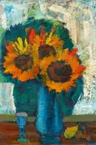 Friedrich Vordemberge, Stillleben mit Sonnenblumen, Öl auf Leinwand