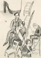 August Macke, Pause, Bleistift auf Papier
