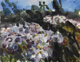 Klaus Fußmann, Astern im Garten, Aquarell und Gouache auf Maschinenbütten