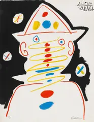 Clown by Pablo Picasso, Farblithografie auf ARCHES (Wasserzeichen), sold Nov 2014