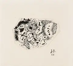 Petit lieu by Jean Dubuffet, Tuschfederzeichnung und Papiercollage auf Velin, sold Nov 2014