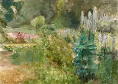 Max Liebermann, Der Staudengarten im Wannseegarten nach Nordwesten, Öl auf Leinwand