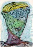 Markus Lüpertz, Ohne Titel (Mann), Farbkreide auf Papier
