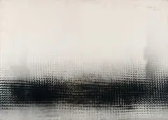Otto Piene, "Echo", Rauchzeichnung auf SCHOELLERSHAMMER 4G dick (Trockenstempel) auf Hartfaser aufgezogen