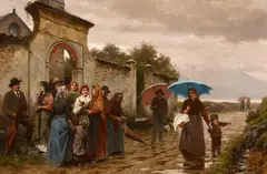 Luigi Bianchi, Nach dem Kirchgang, Öl auf Leinwand