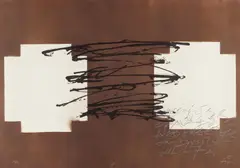 Aus: Suite 63 x 90 by Antoni Tàpies, Farblithografie auf Velin, sold Nov 2014